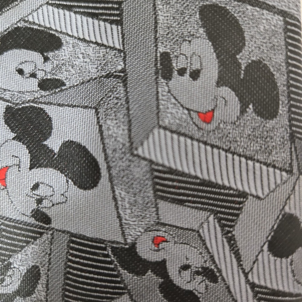 Disney Mickey Mouse Tie Balancine The Tie Works Gray Black Geometric Necktie 3"